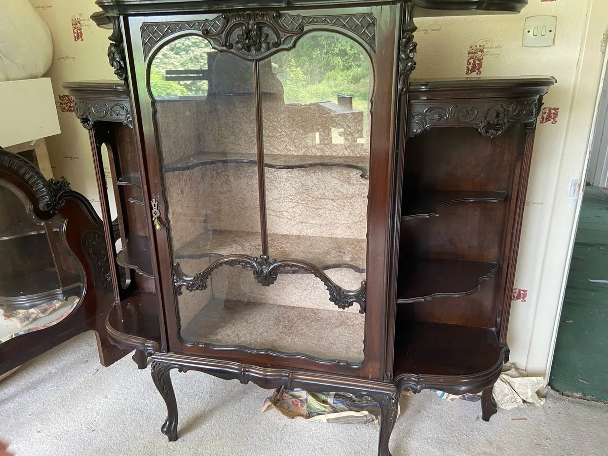 Victorian Carved Mahogany Display Cabinet - Image 1