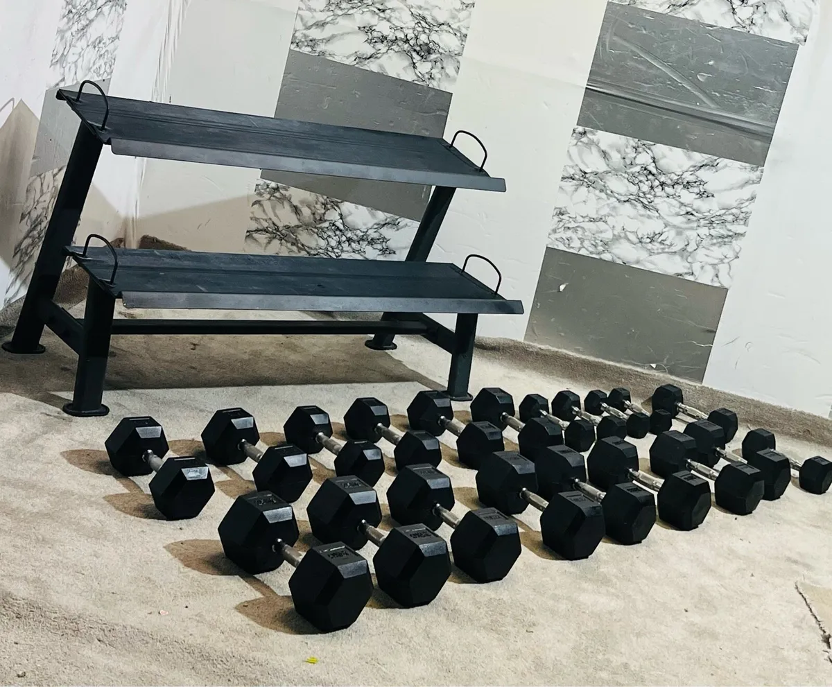 HEX DUMBBELLS WITH STORAGE RACK - Image 1