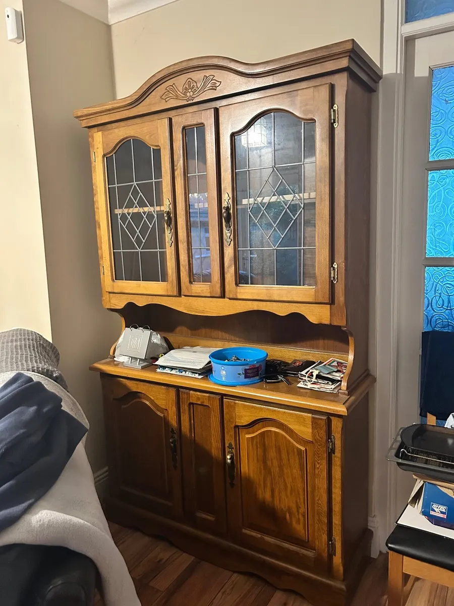 Dining room table and 8 chairs, kitchen cabinet - Image 4