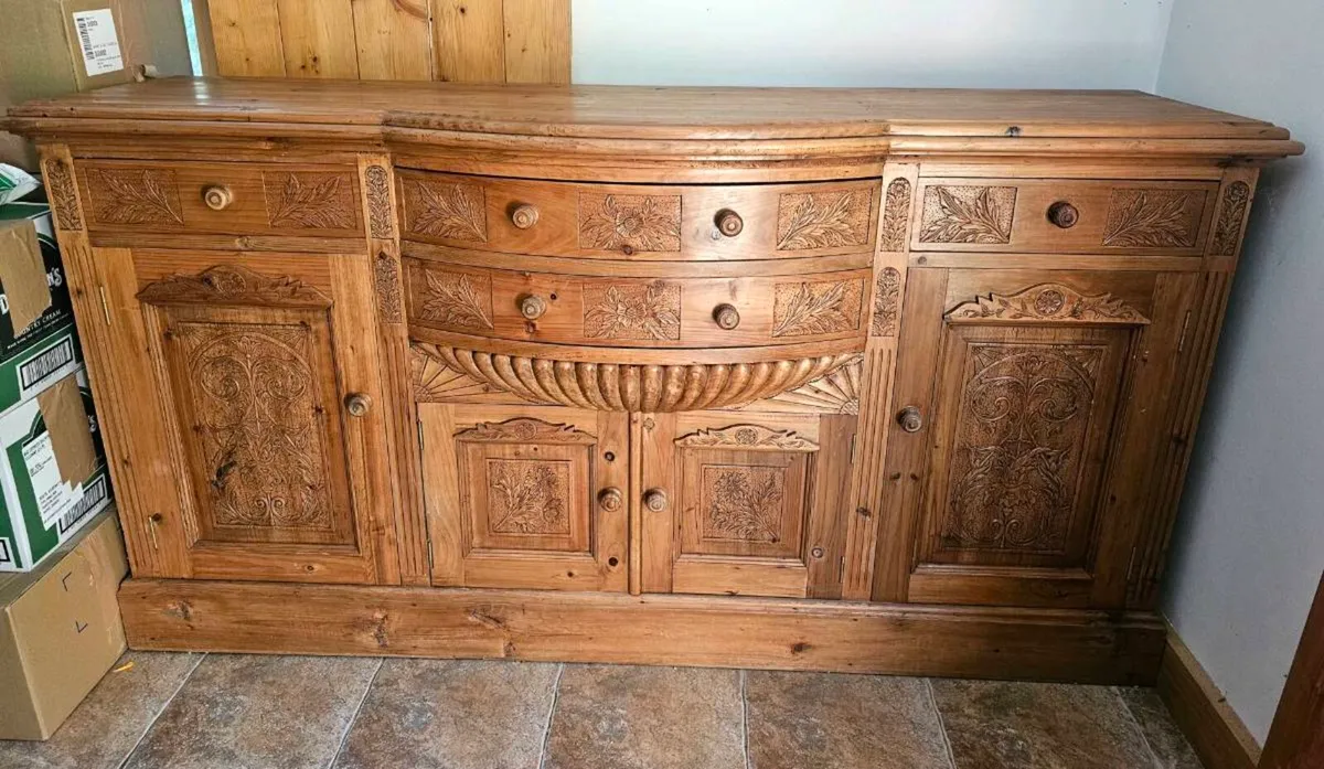 # One-of-a-Kind Hand-Carved Solid Wood Sideboard - Image 3