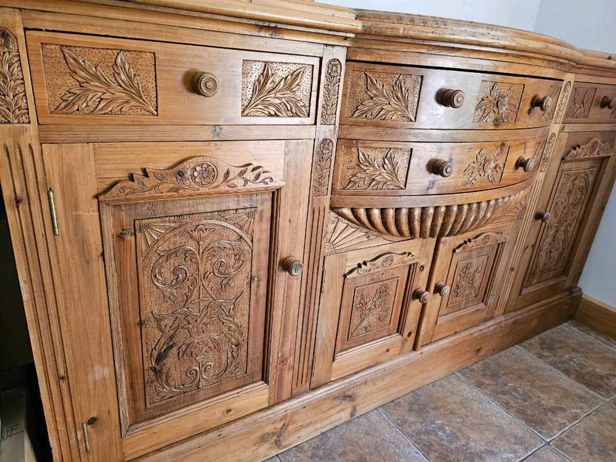 # One-of-a-Kind Hand-Carved Solid Wood Sideboard - Image 1