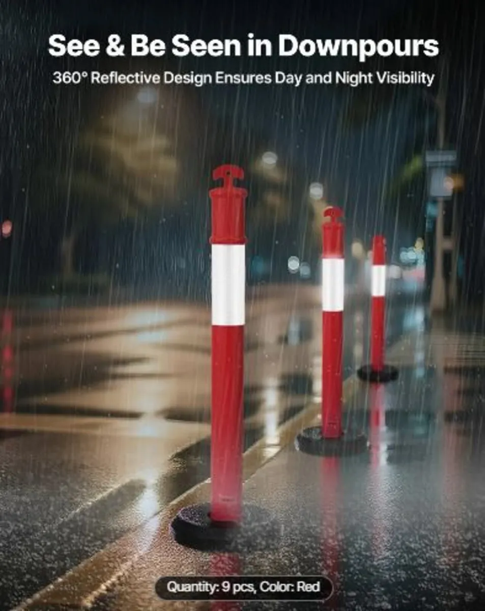9 Pack Traffic Delineator Posts, 1140 mm - Image 3