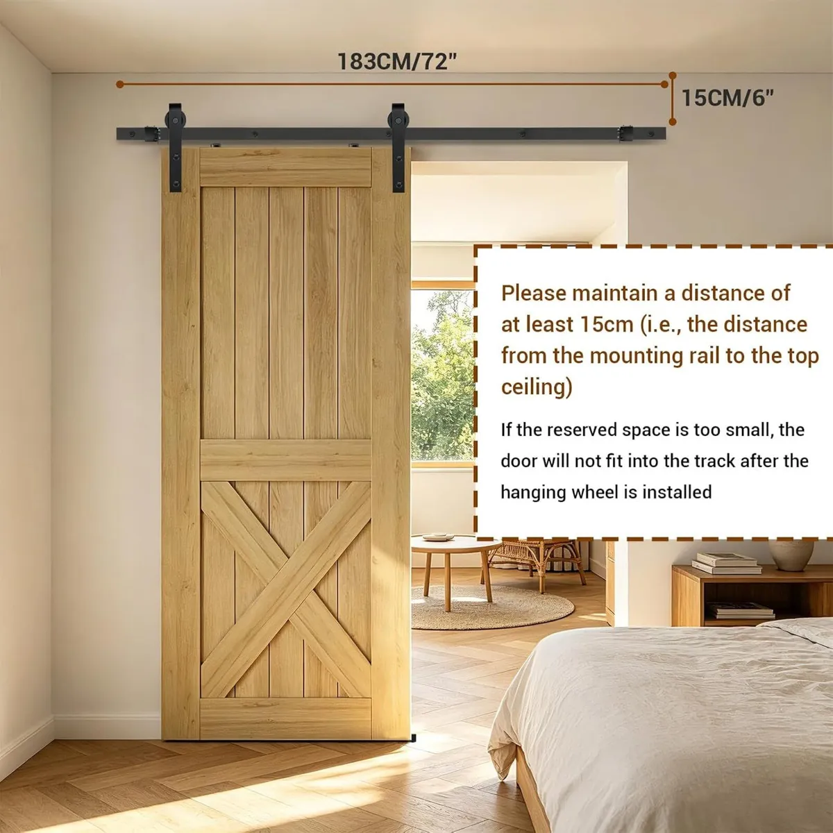 183cm /6ft Sliding Barn Door Hardware Kit - Image 3