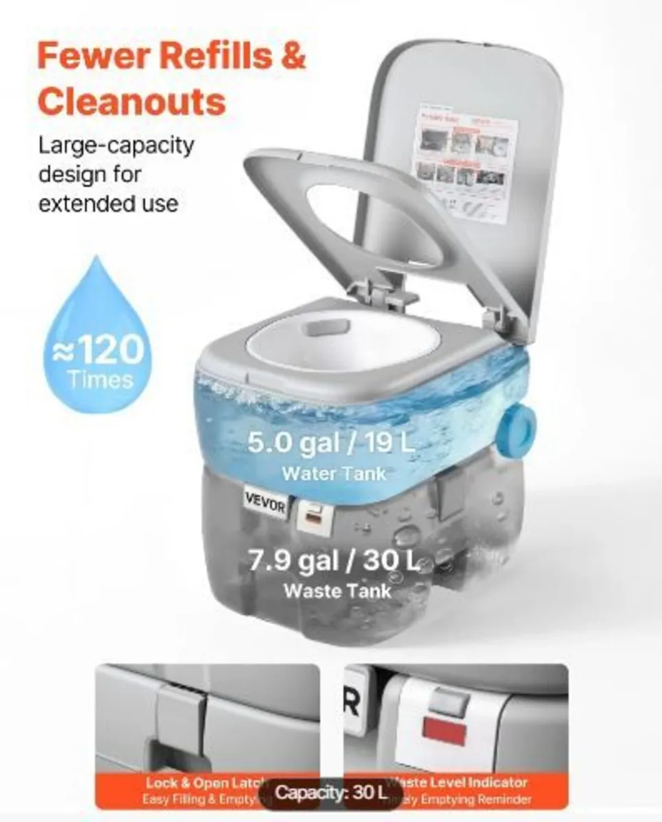 Portable Toilet, 30L Detachable Waste Tank - Image 4