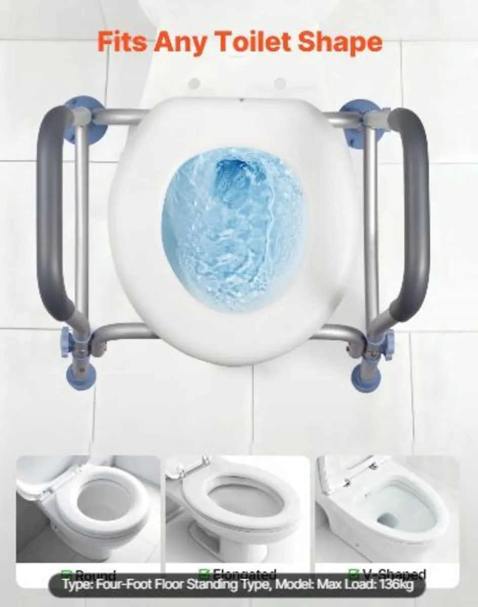 Raised Toilet Seat with Arms, 136 kg Load - Image 2