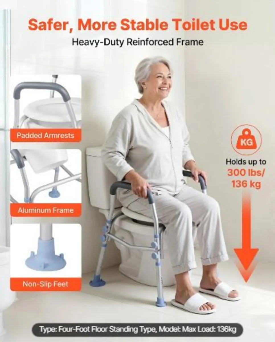 Raised Toilet Seat with Arms, 136 kg Load - Image 3