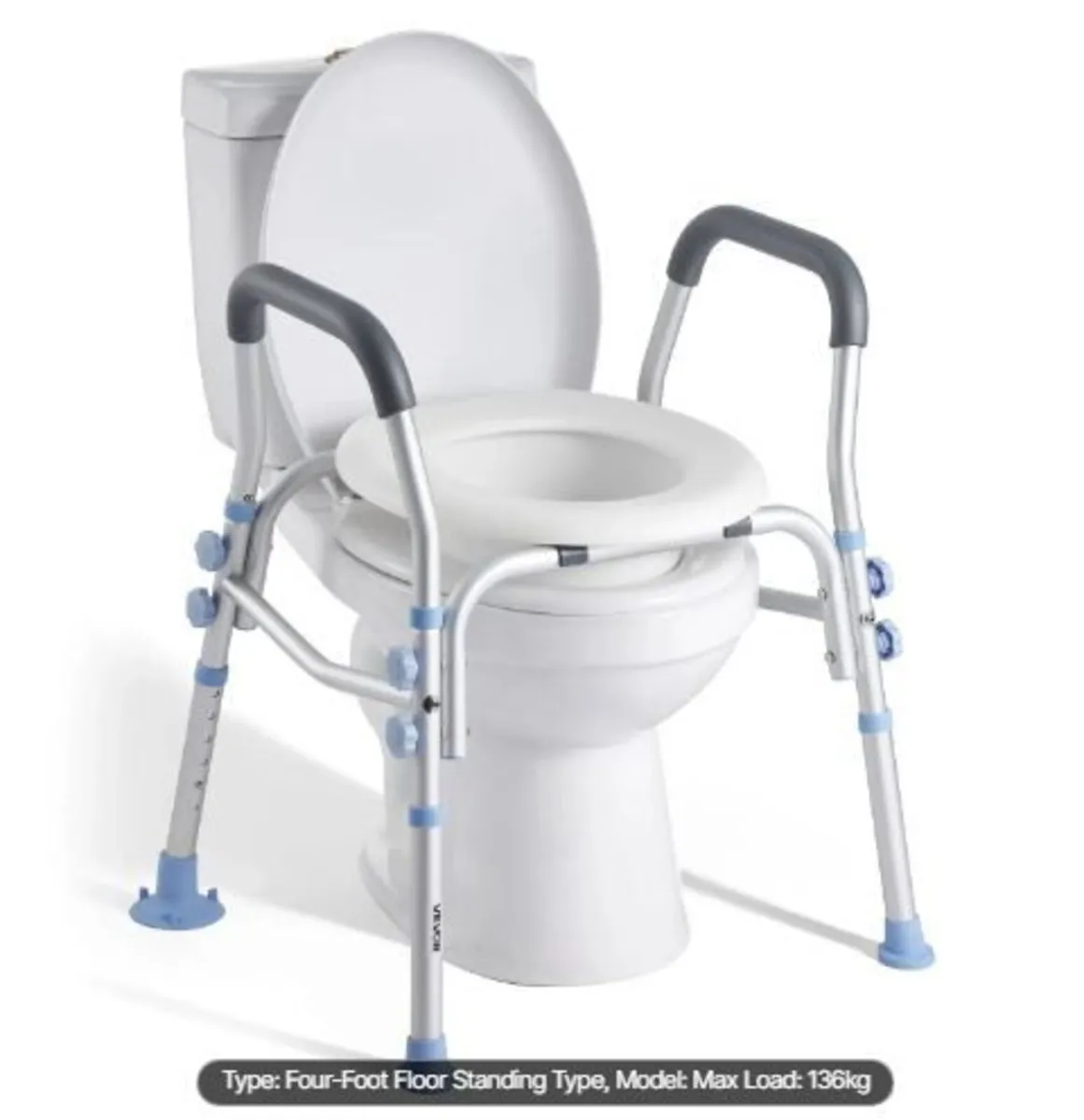Raised Toilet Seat with Arms, 136 kg Load - Image 4
