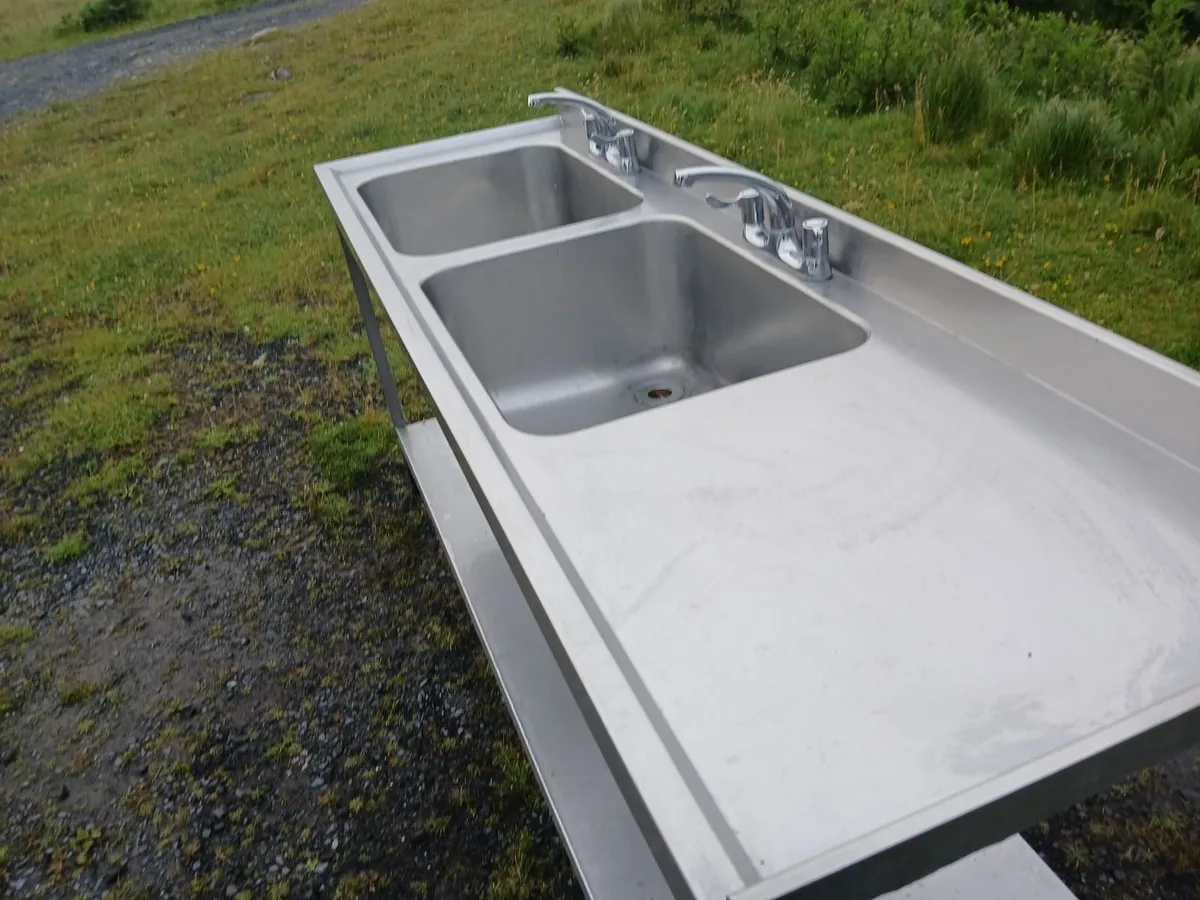 Staneless steel cabbinet double sink unit complete - Image 2