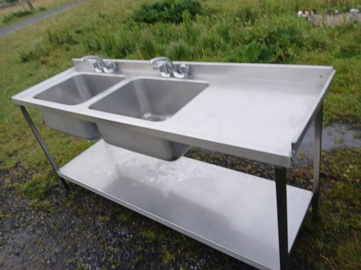 Staneless steel cabbinet double sink unit complete - Image 3