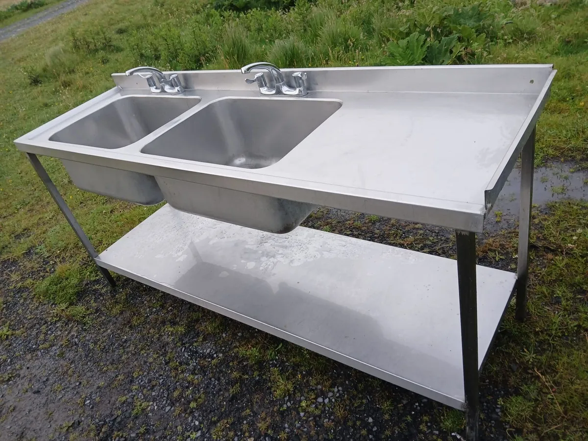 Staneless steel cabbinet double sink unit complete - Image 4