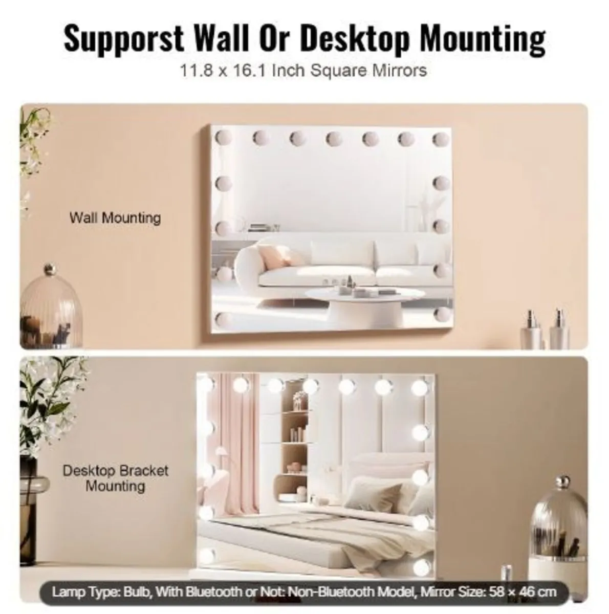 Hollywood Vanity Mirror With Lights w/ USB - Image 2