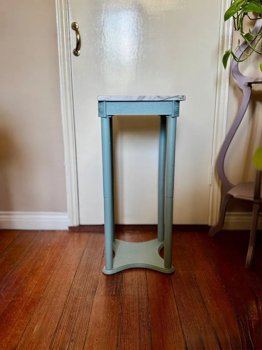 Blue Stand with Marble Top - Image 1