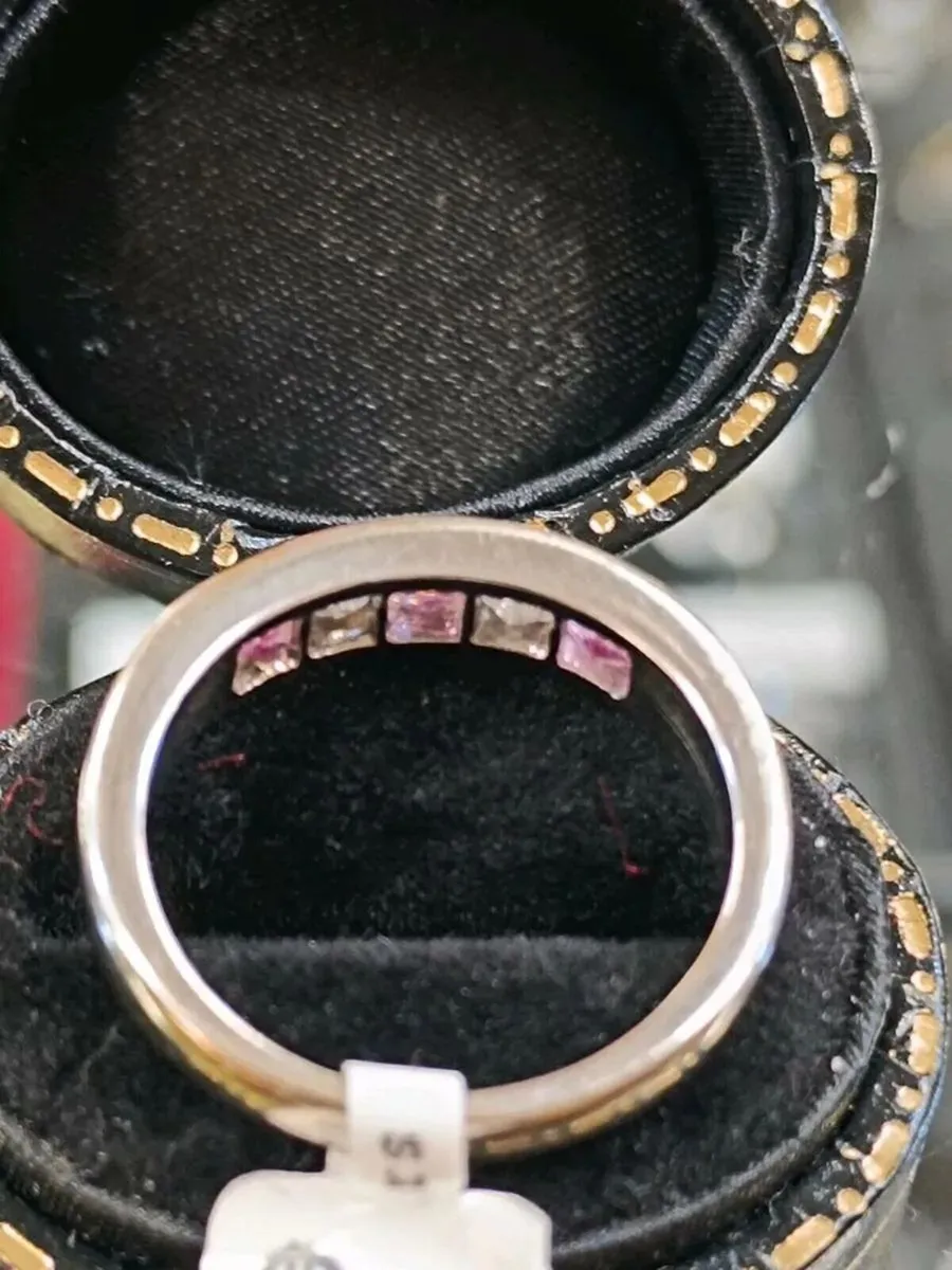 Pink Sapphire & Diamond Eternity Band,18k White G - Image 2