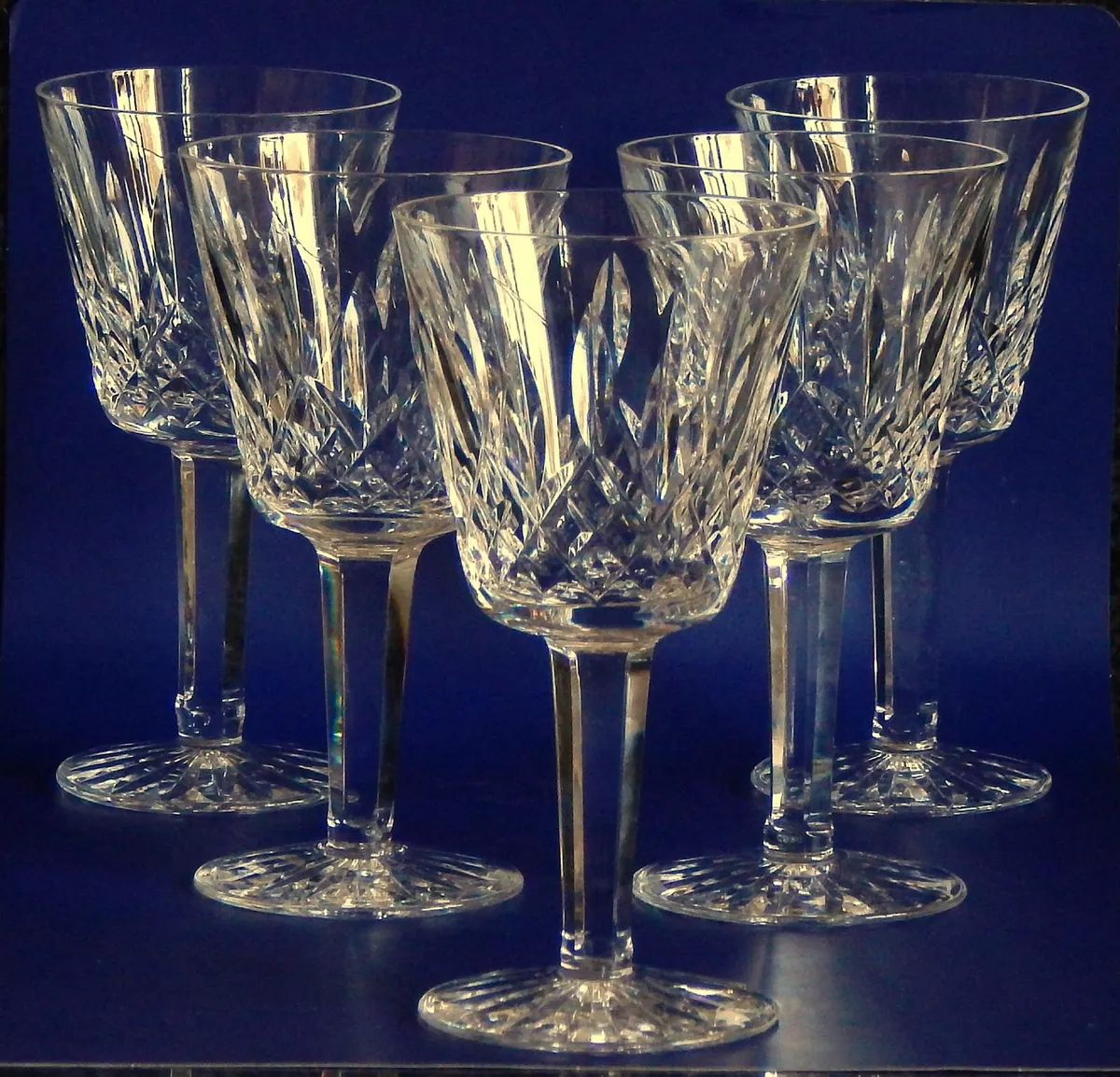 5 Waterford Crystal Stamped Wine Glasses - Image 3