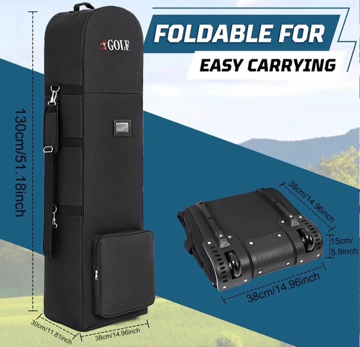 Golf Bag Travel Flight Foldable Case Cover NEW - Image 1