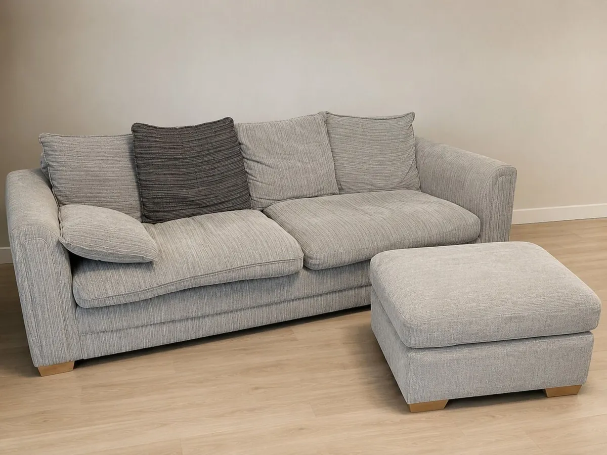 Large Grey Sofa with 2 Matching Footstools