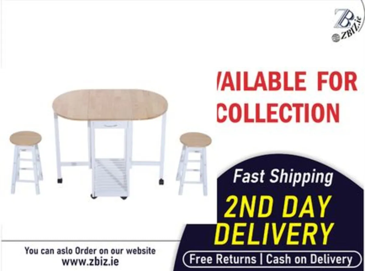 Foldable 3-Pieces Dining Set - Image 1