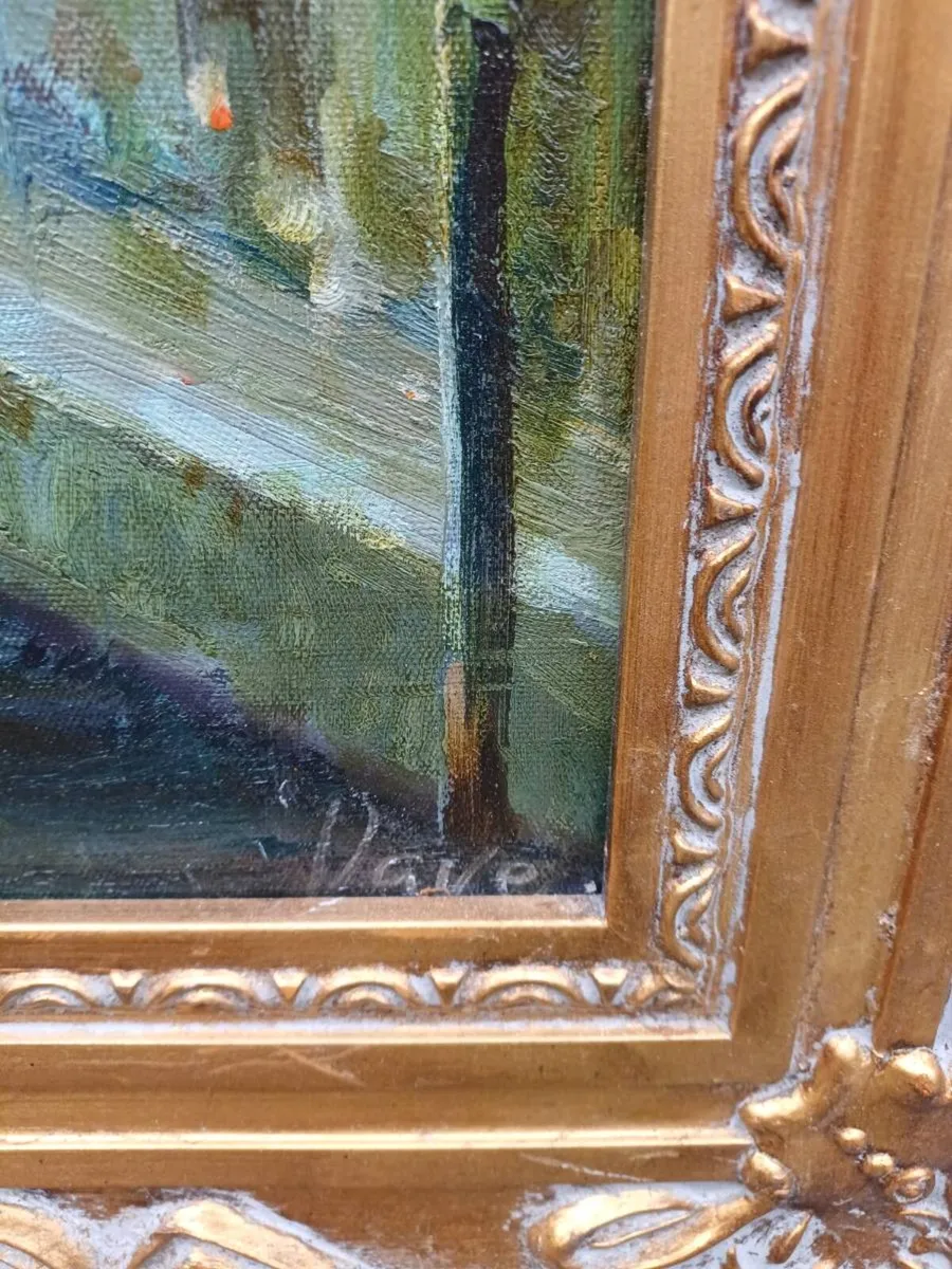 Large Vintage Hardboard Painting - Image 3