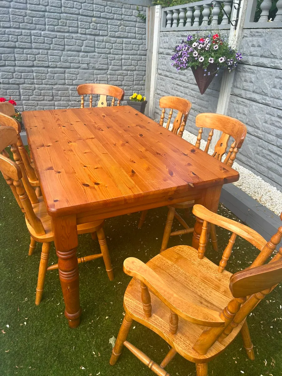 Wooden Table and 6 Chairs - Image 2