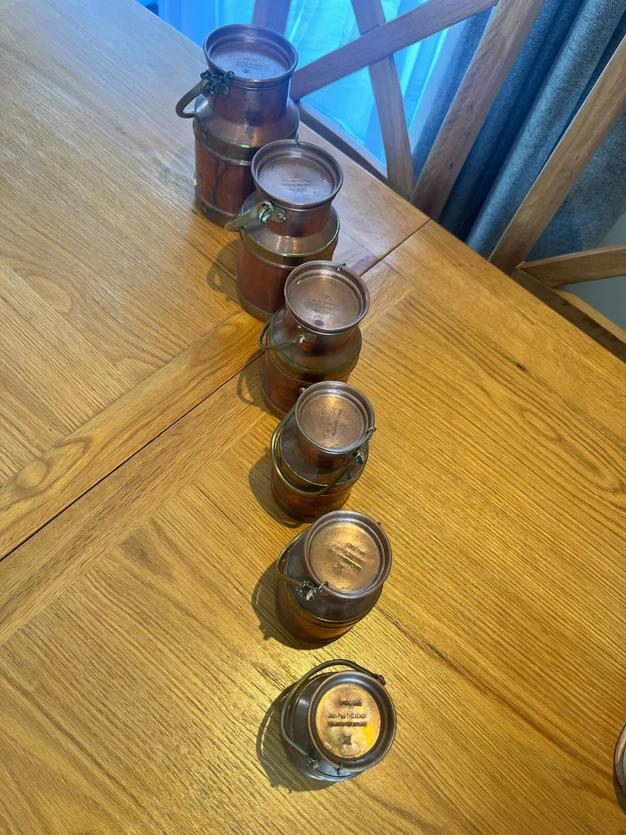 Vintage French Copper Milk Churns Stamped - Image 3