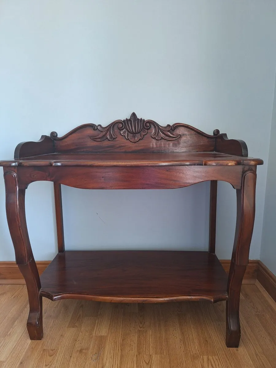 Antique Victorian Flame Mahogany Console Table / W - Image 2