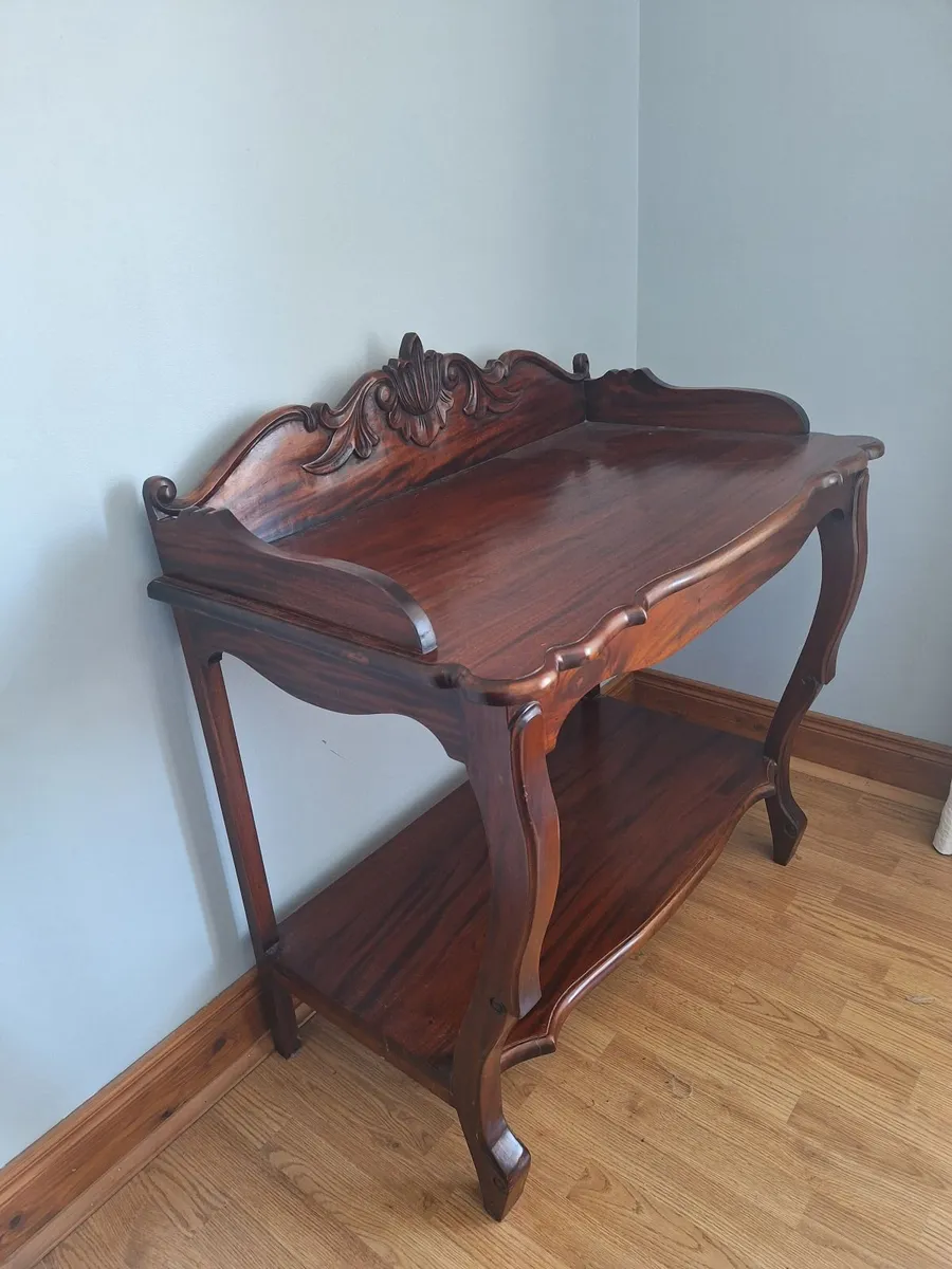 Antique Victorian Flame Mahogany Console Table / W - Image 1