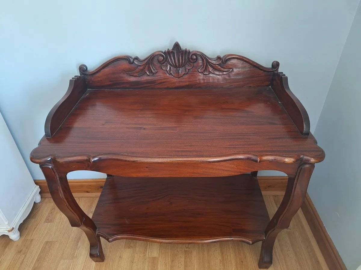 Antique Victorian Flame Mahogany Console Table / W - Image 3