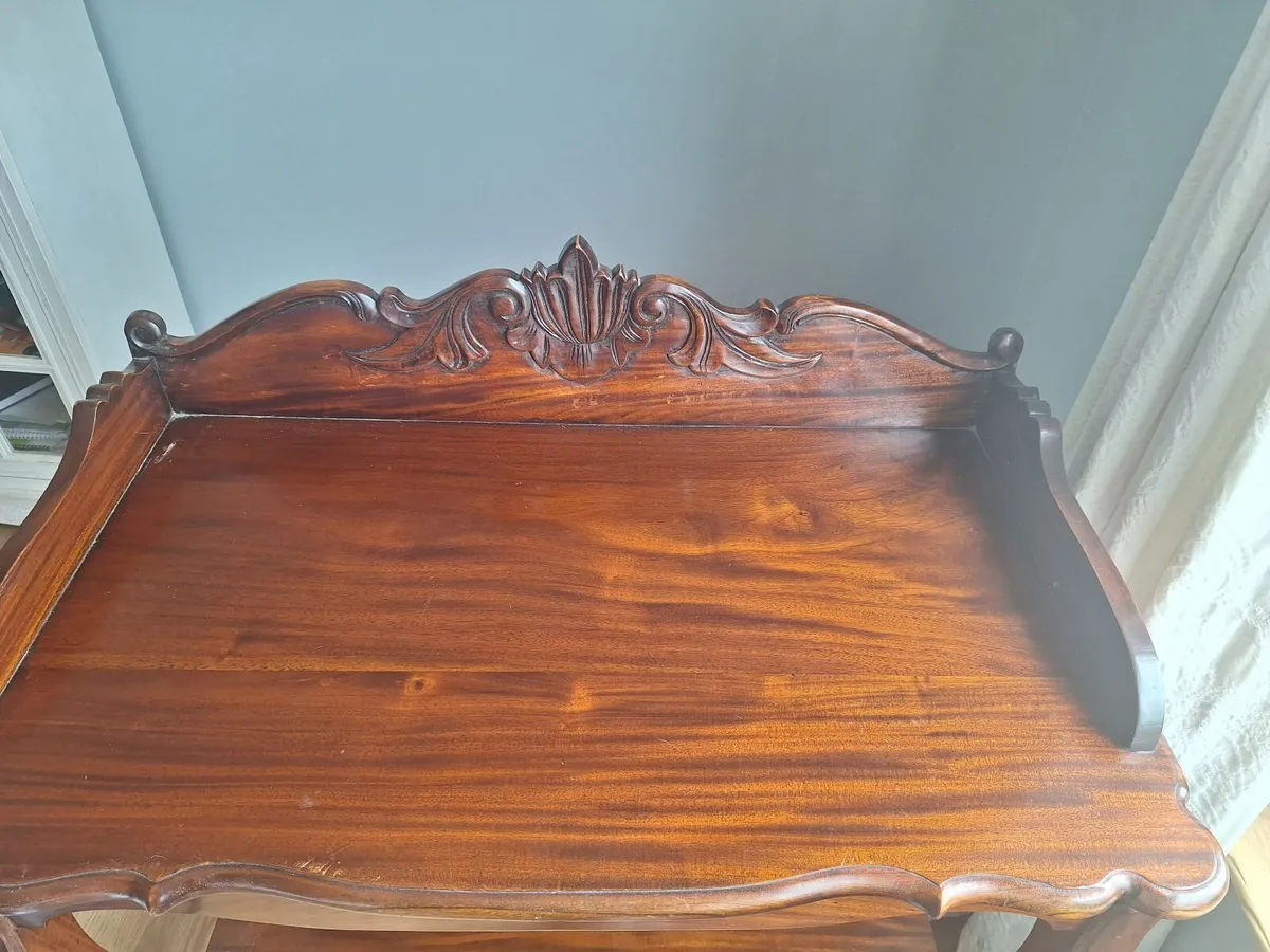 Antique Victorian Flame Mahogany Console Table / W - Image 4
