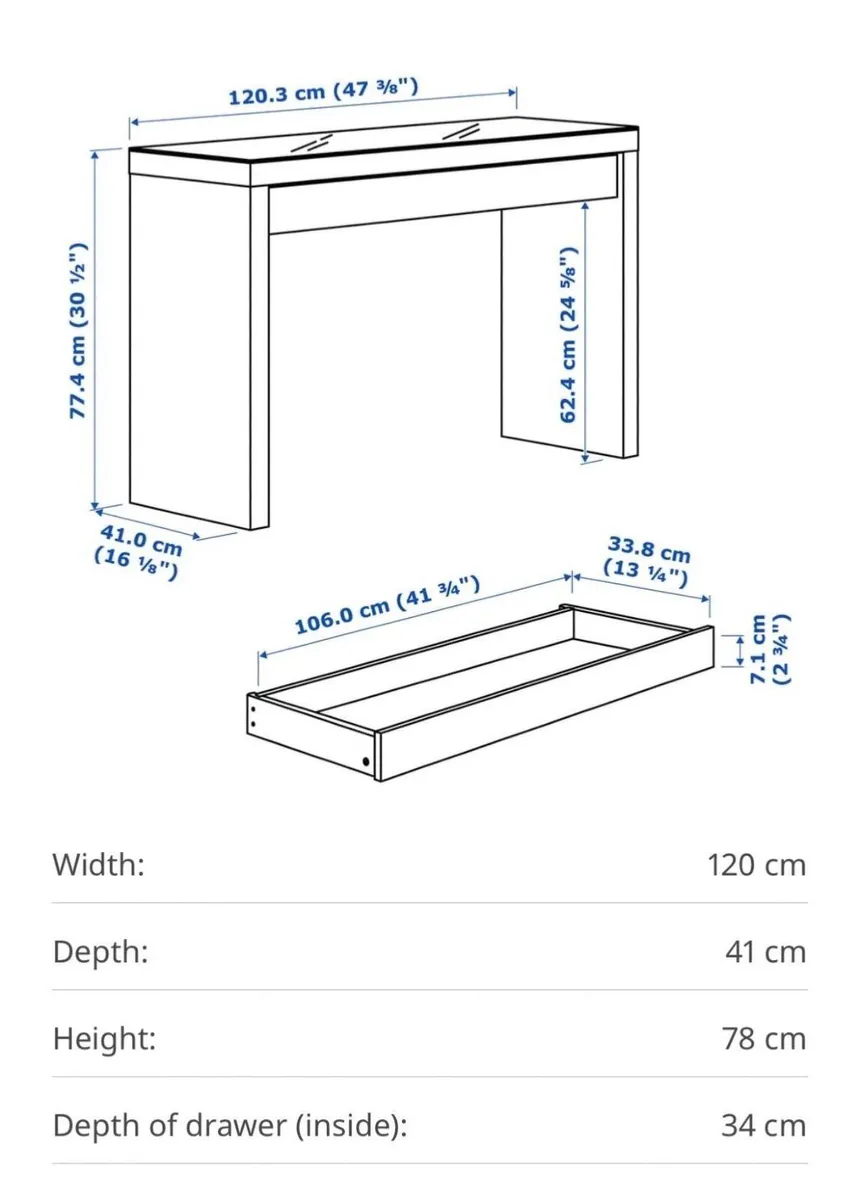Malm dressing table and mirror - Image 2
