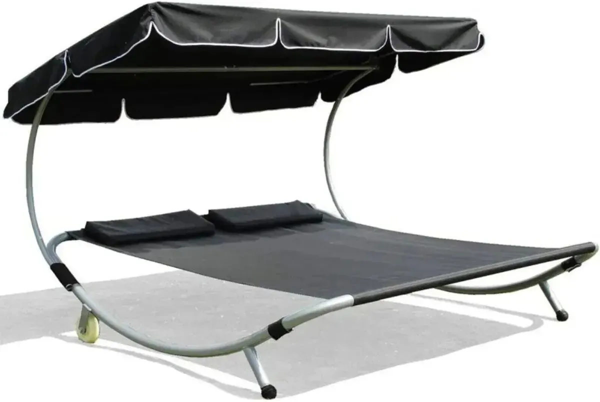 Lounger Double Garden Sun Bed with Canopy - Image 2
