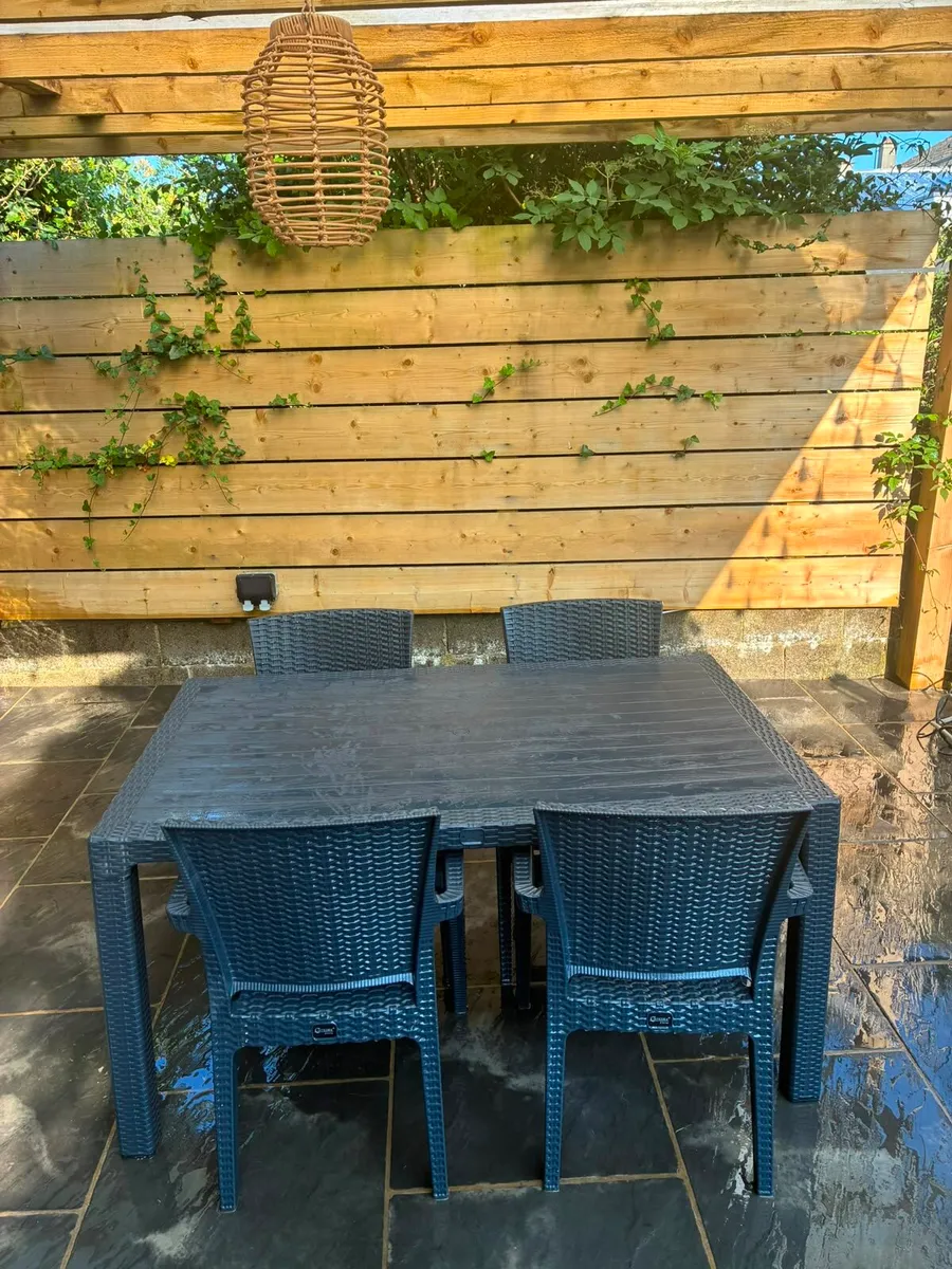 Patio dining set rattan table 6 chairs - Image 2