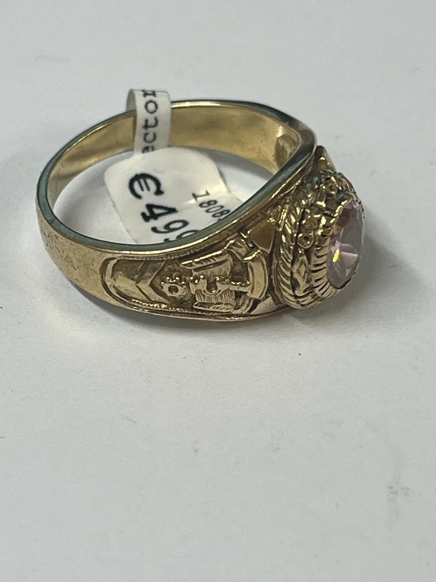 9k gold ring with pink stone. - Image 3