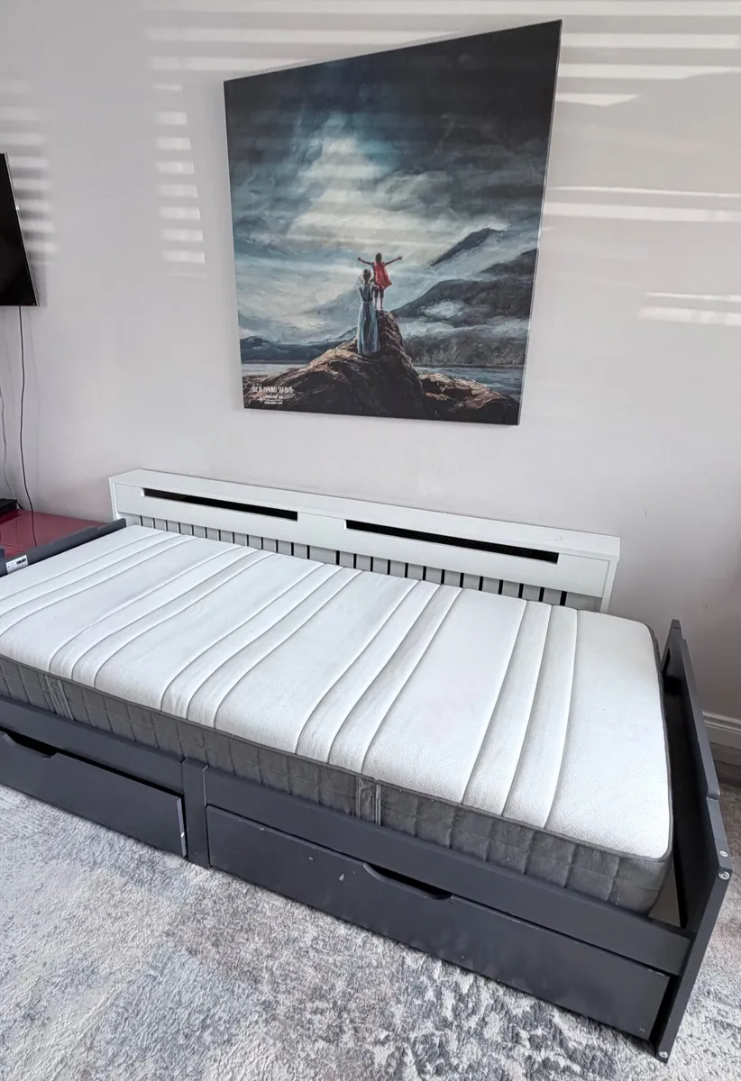 Single Bed with 2 Storage Drawers + IKEA Mattress - Image 4