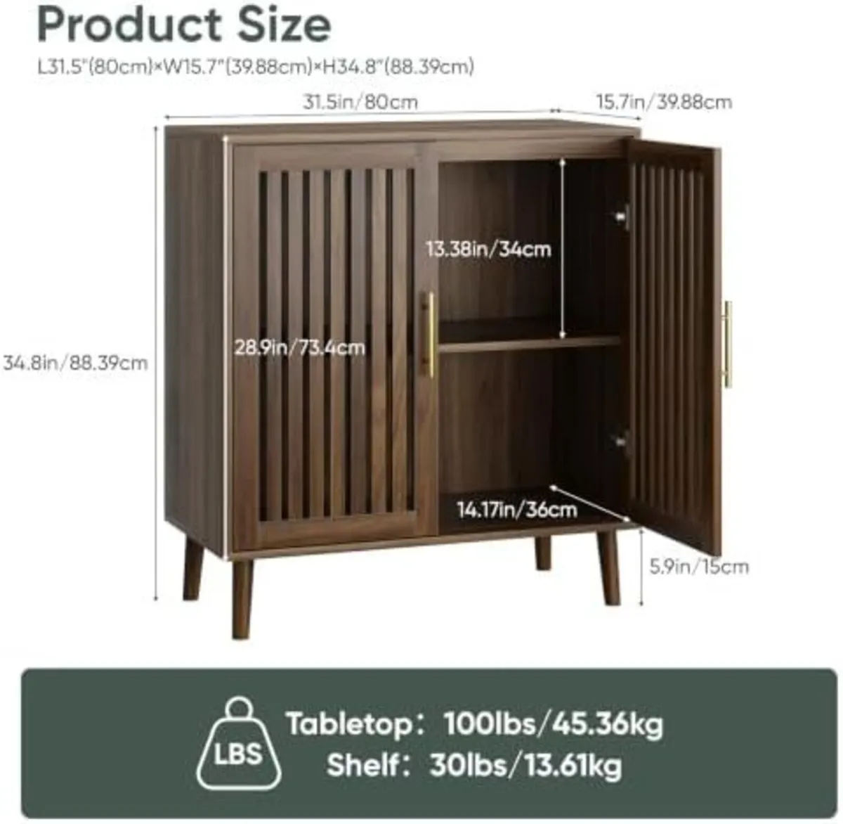 Sideboard Cabinet, Farmhouse Buffet Cabinet with S - Image 2