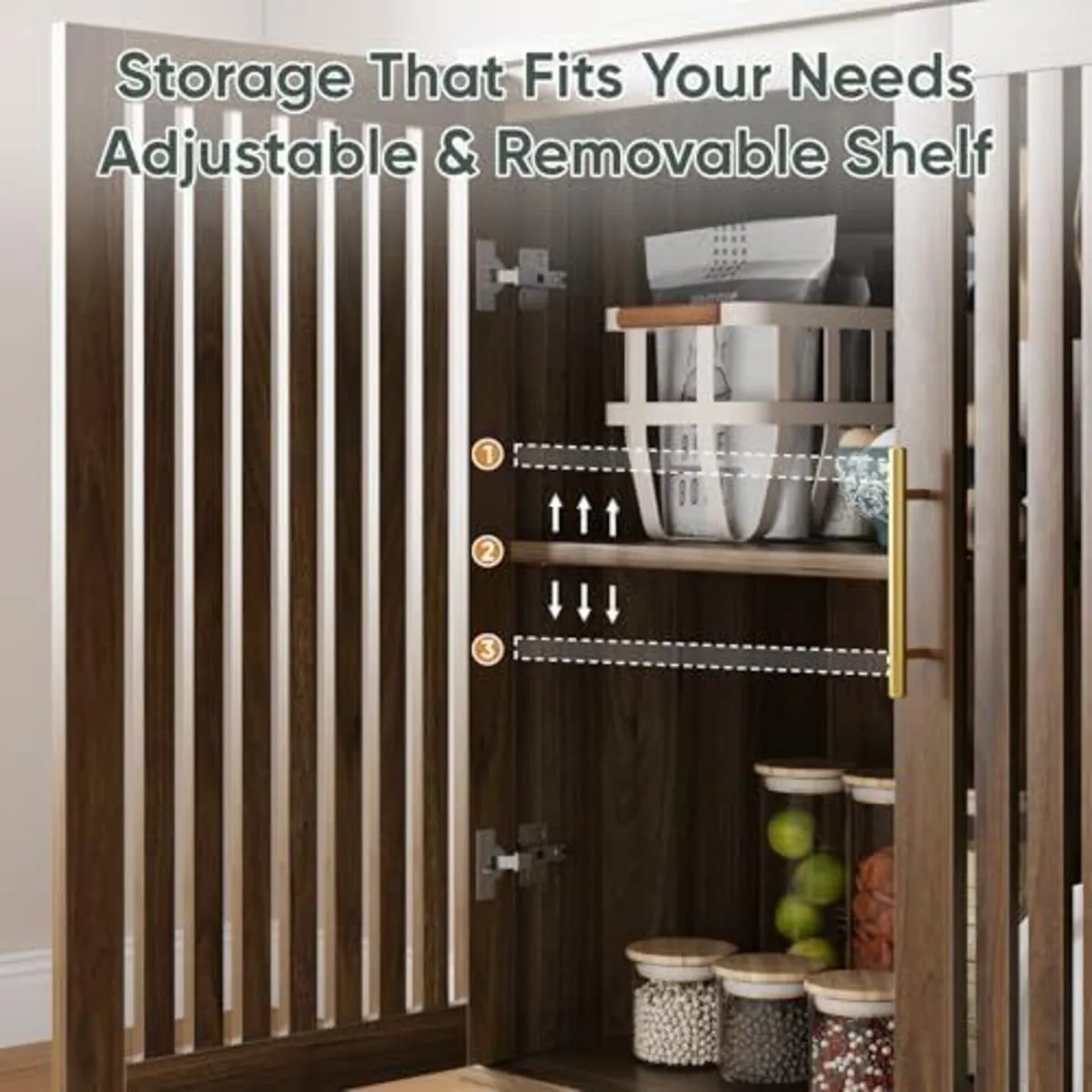 Sideboard Cabinet, Farmhouse Buffet Cabinet with S - Image 4