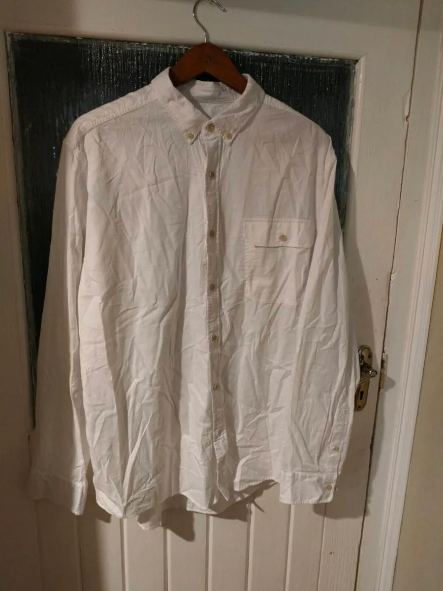 Mens Next pure white, cotton long sleeve shirt. - Image 1