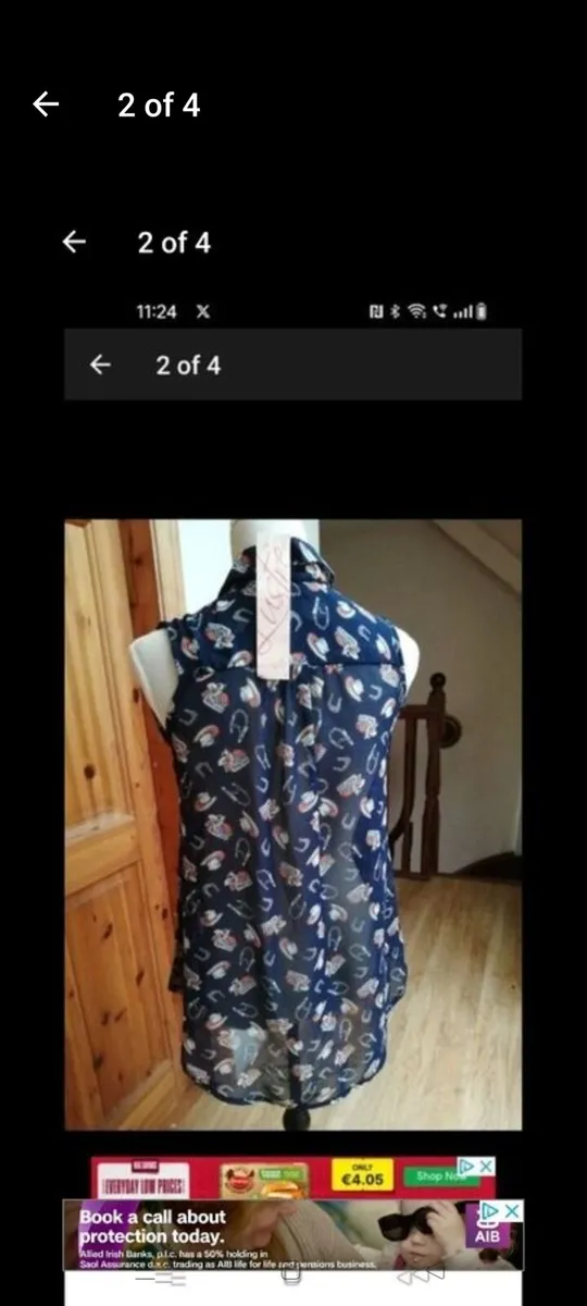 Ladies Lustre button through print sleeveless top - Image 2