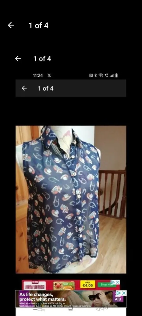Ladies Lustre button through print sleeveless top - Image 1
