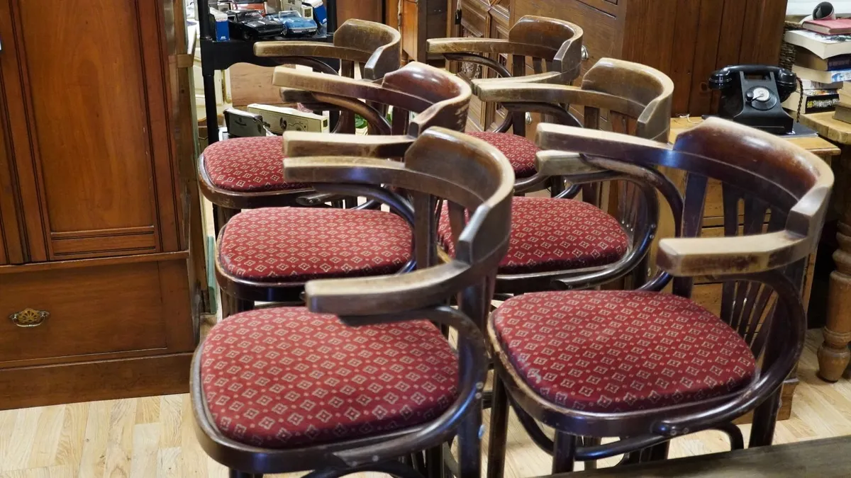 Set of 6 Vintage Bentwood Bar Stools - Image 4
