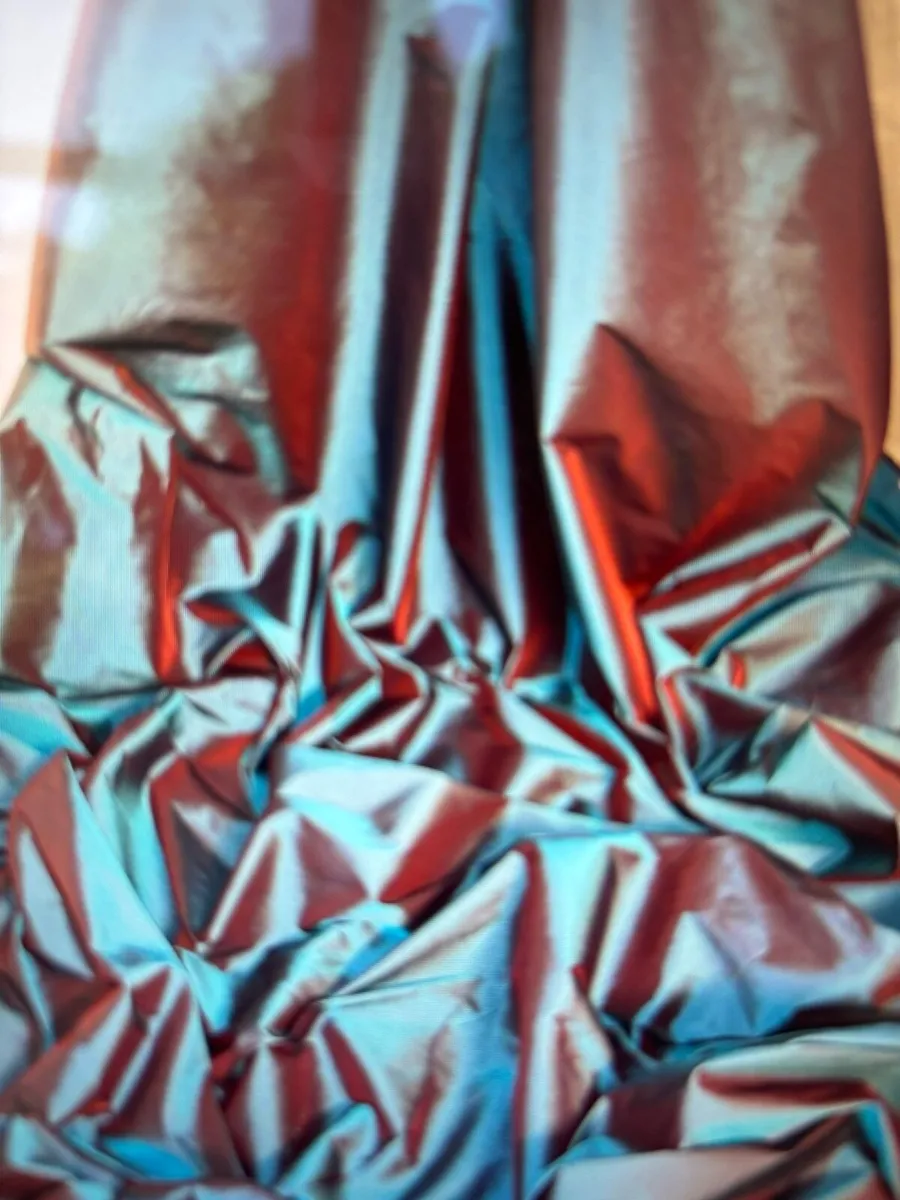 XL turquoise and scarlet two tone curtains - Image 1