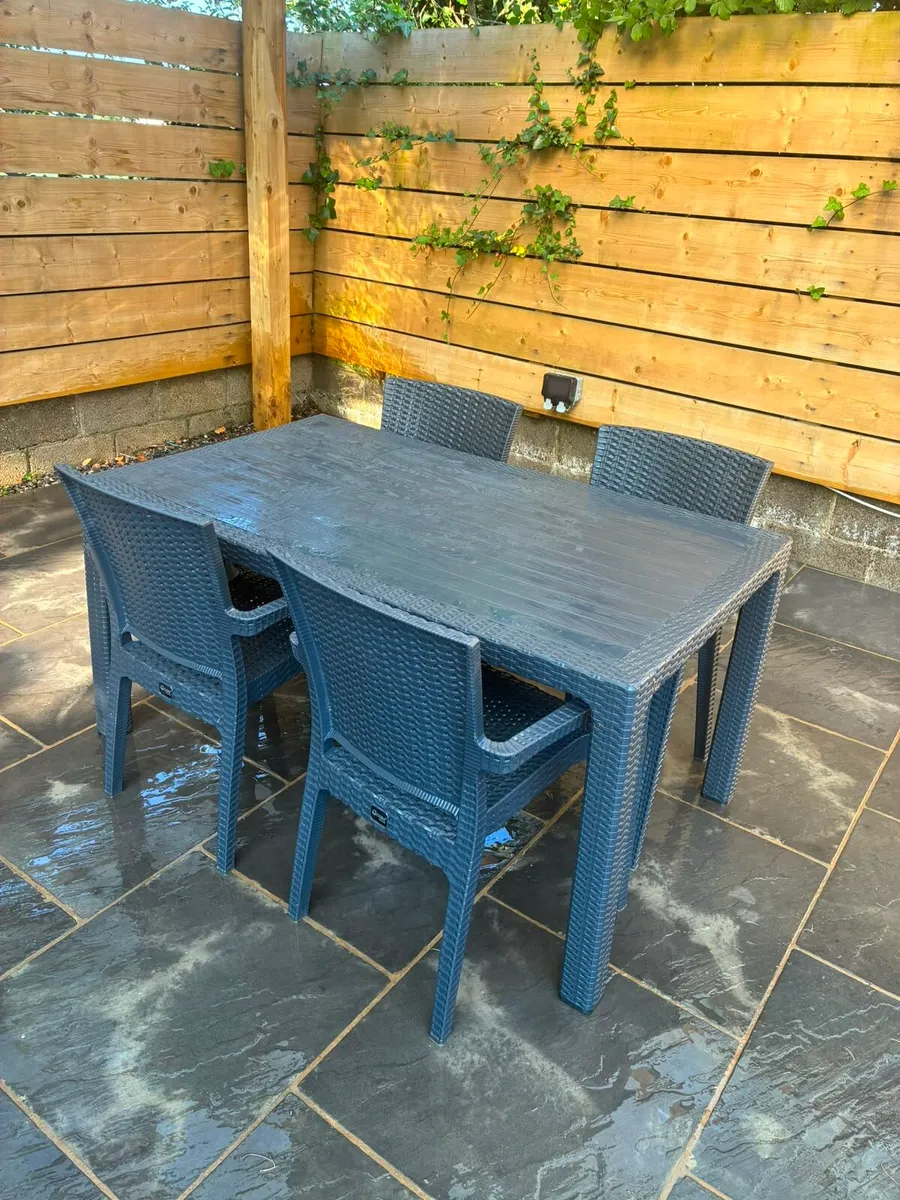 Patio dining set rattan table 6 chairs - Image 1