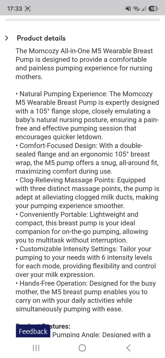 Momcozy M5 Wearable Electric Breast Pump Maroon - Image 2