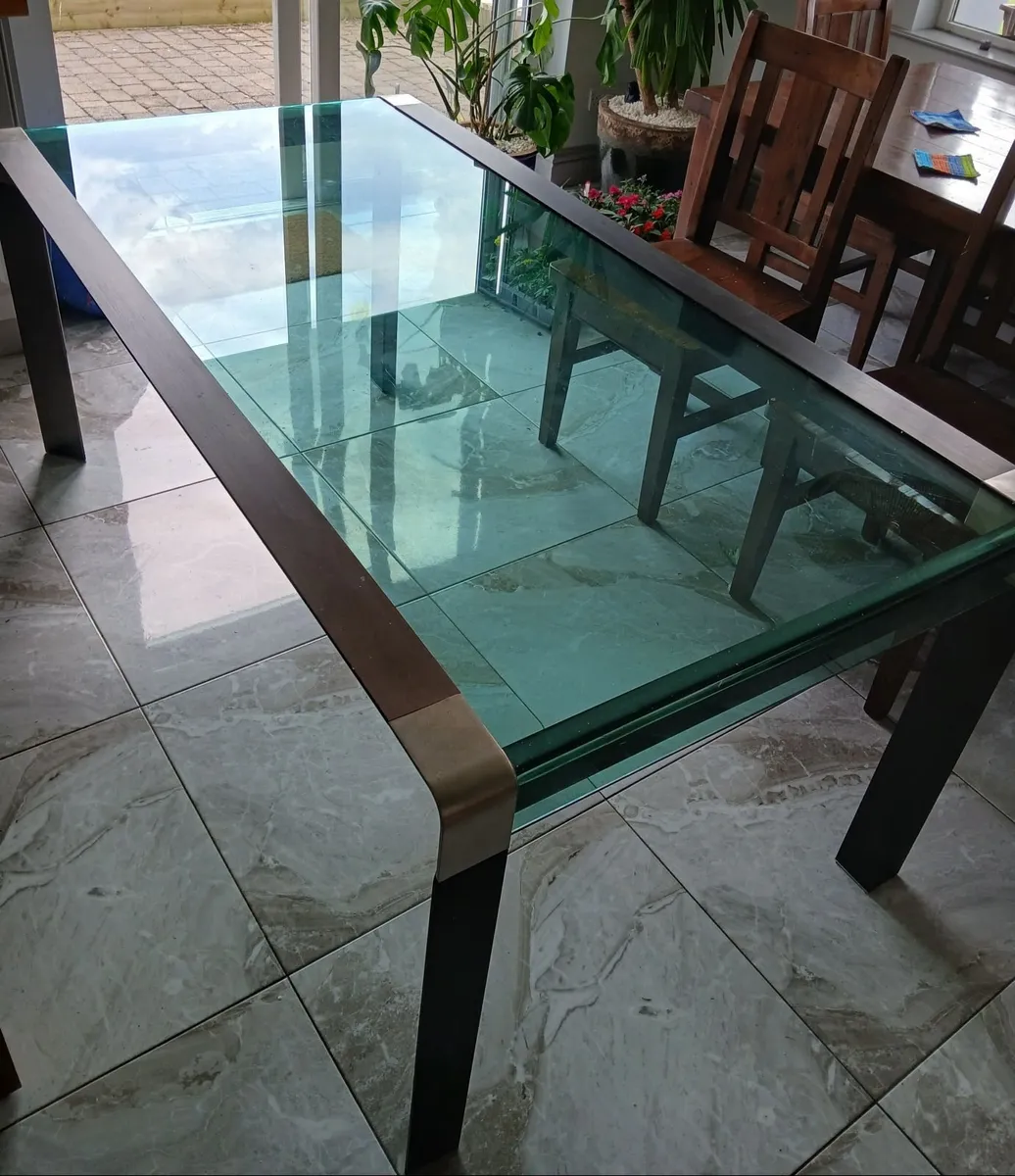 Glass-Topped Dining Table / Desk - Image 2
