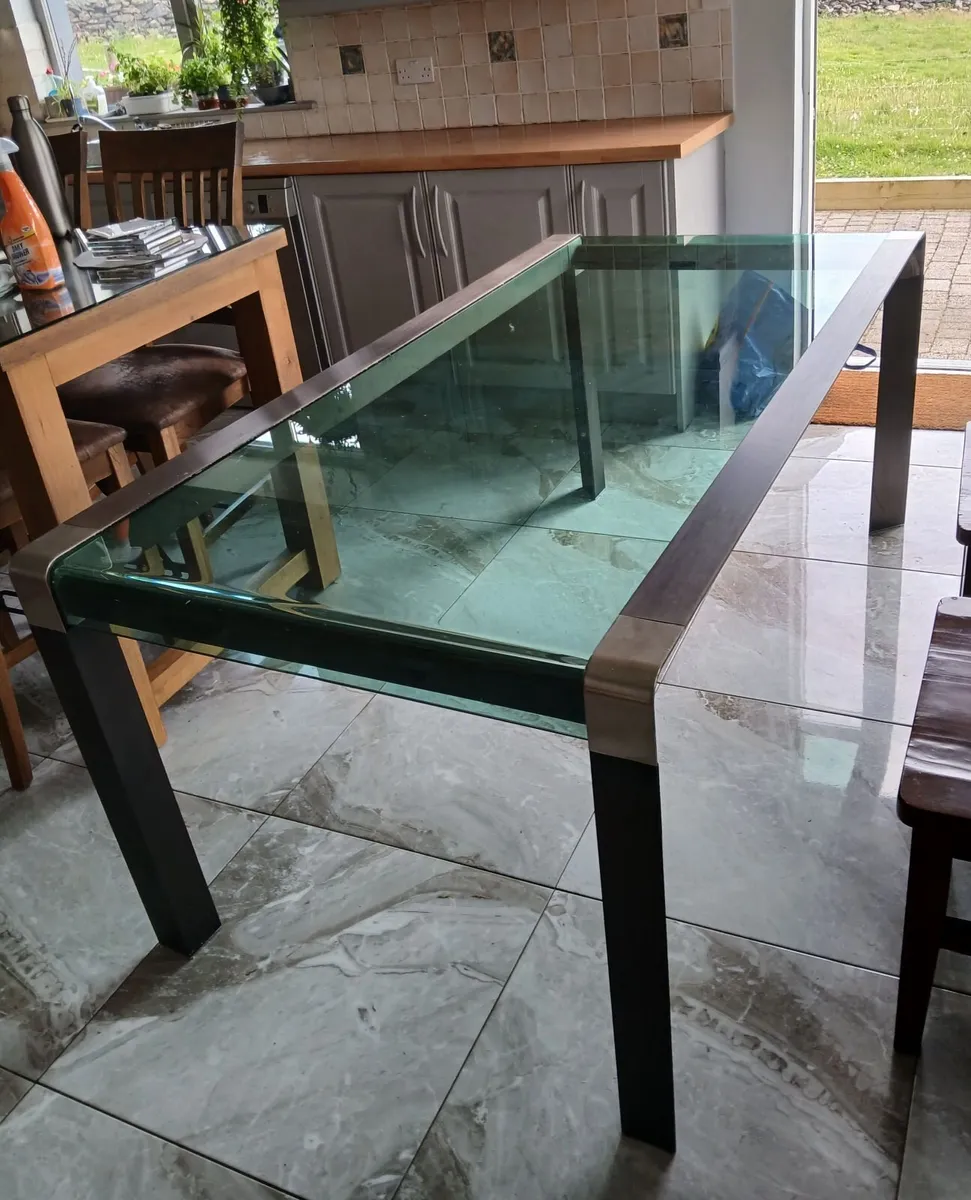 Glass-Topped Dining Table / Desk - Image 1