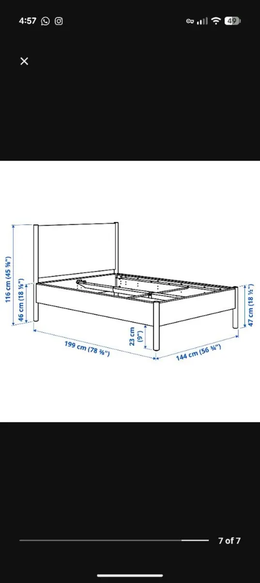 Ikea Double bed frame and mattress - Image 2