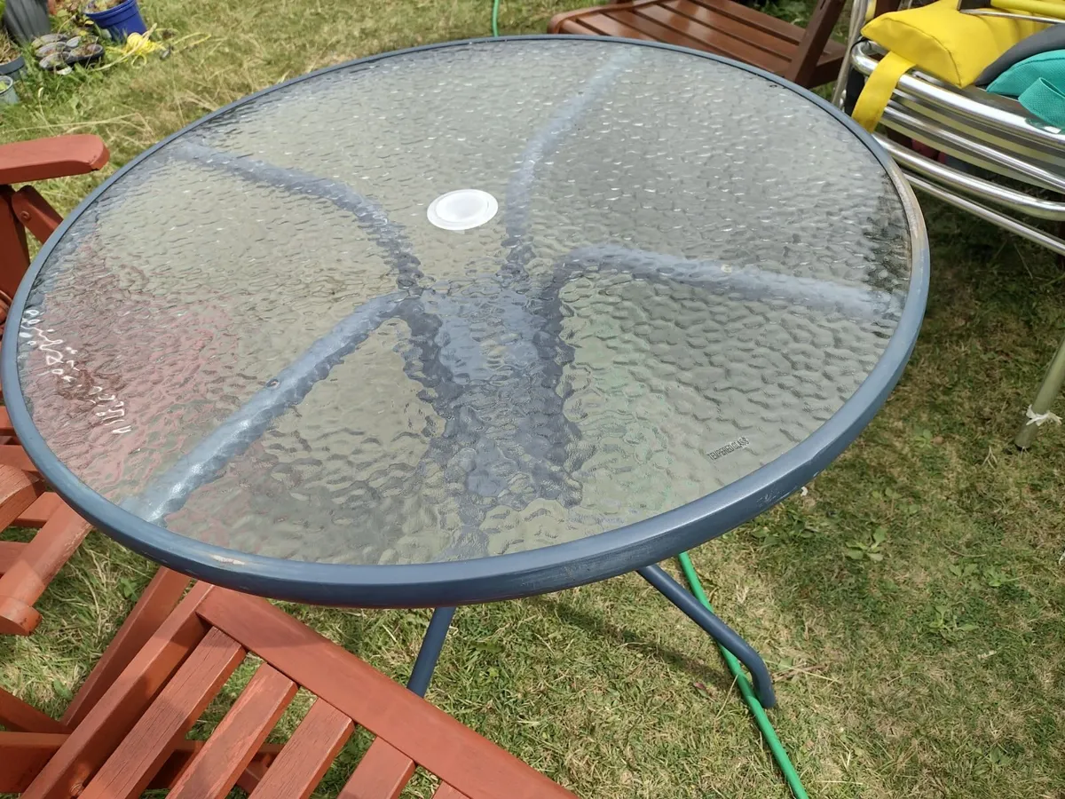 Heavy tempered Glass top garden/ patio table - Image 1