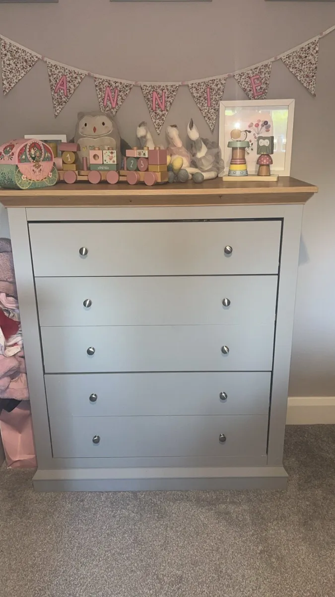 Oak and Grey Chest of Drawers - Image 1