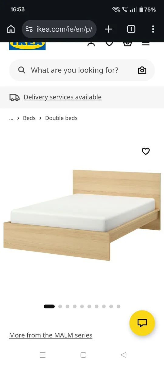 Standard king size bed frame Malm oak veneer - Image 1