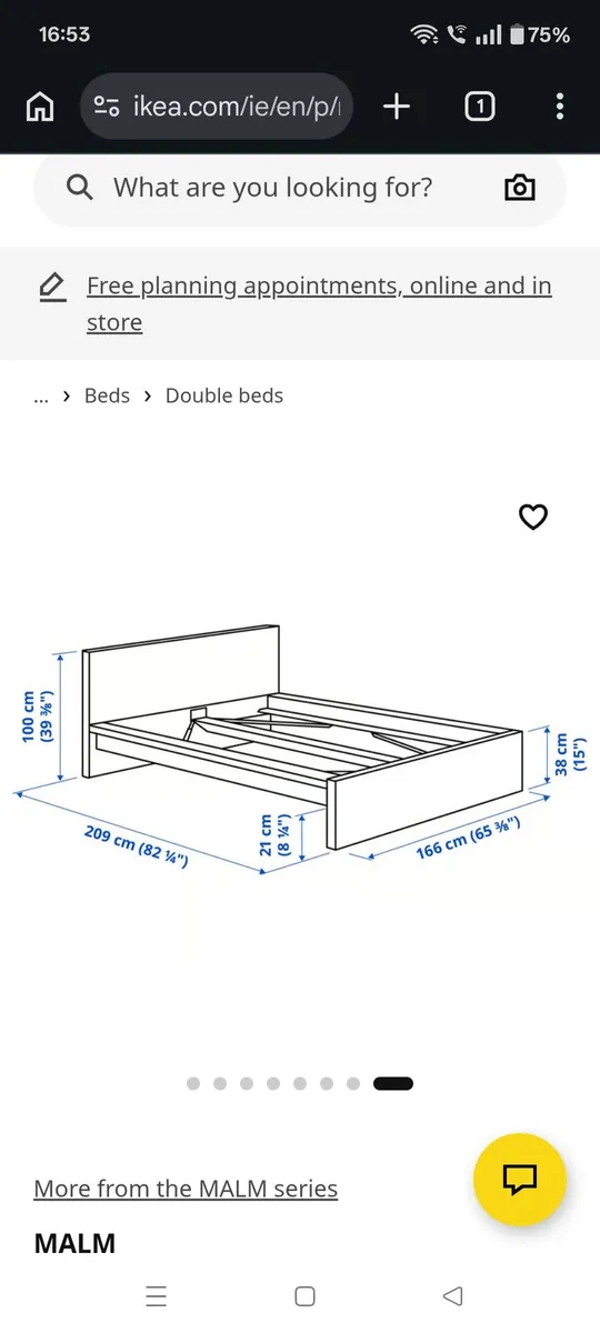Standard king size bed frame Malm oak veneer - Image 2