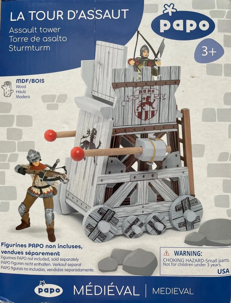 Papo Assault Tower, a medieval-themed wooden and M - Image 2